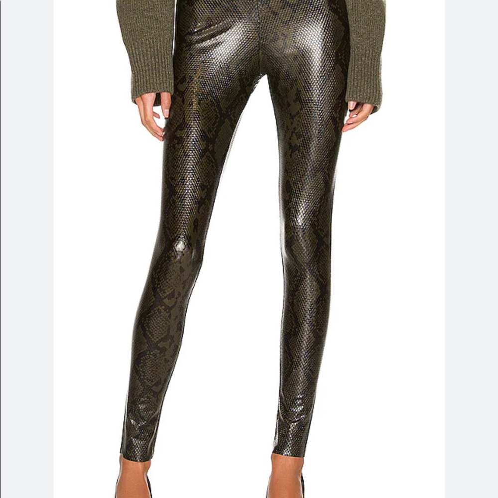 Black and green snakeskin commando leggings